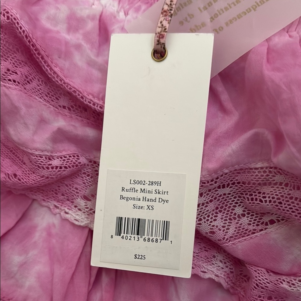 LoveShackFancy Pink Ruffle Mini Skirt